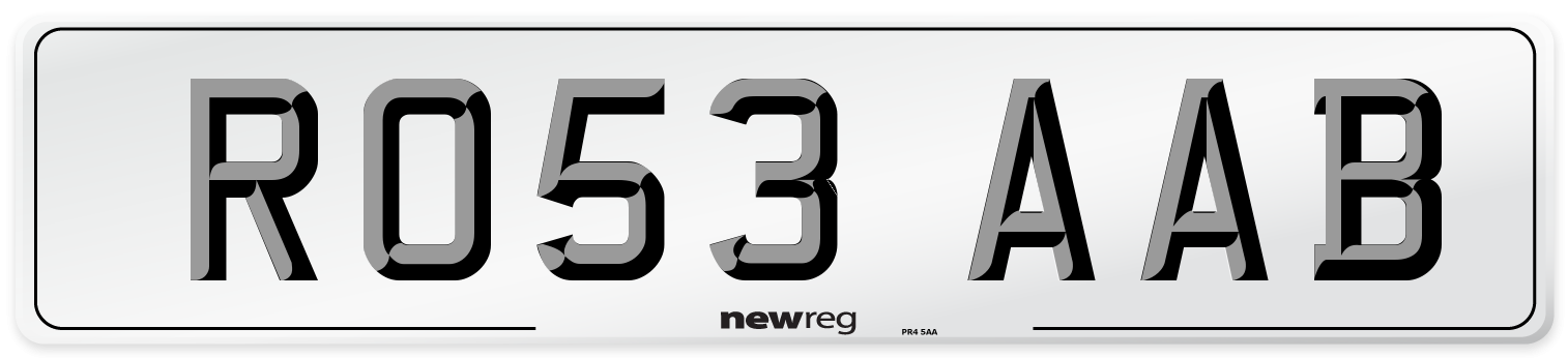 RO53 AAB Number Plate from New Reg